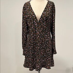 Zara Black Floral Long Sleeve Dress